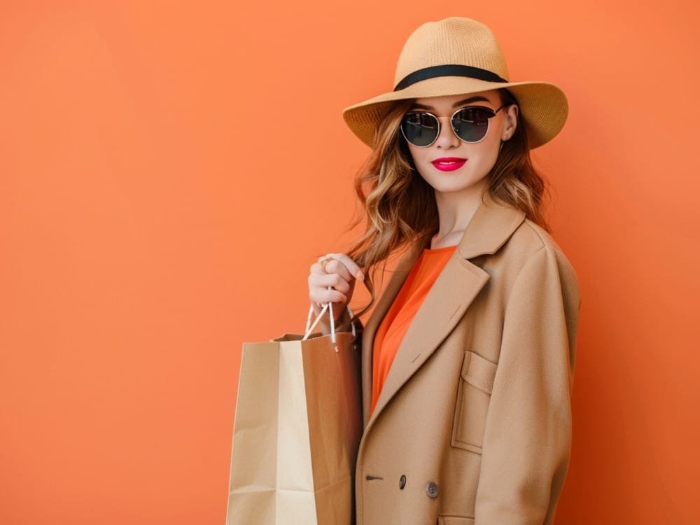 trendy-dressed-woman-holding-shopping-paper-bag